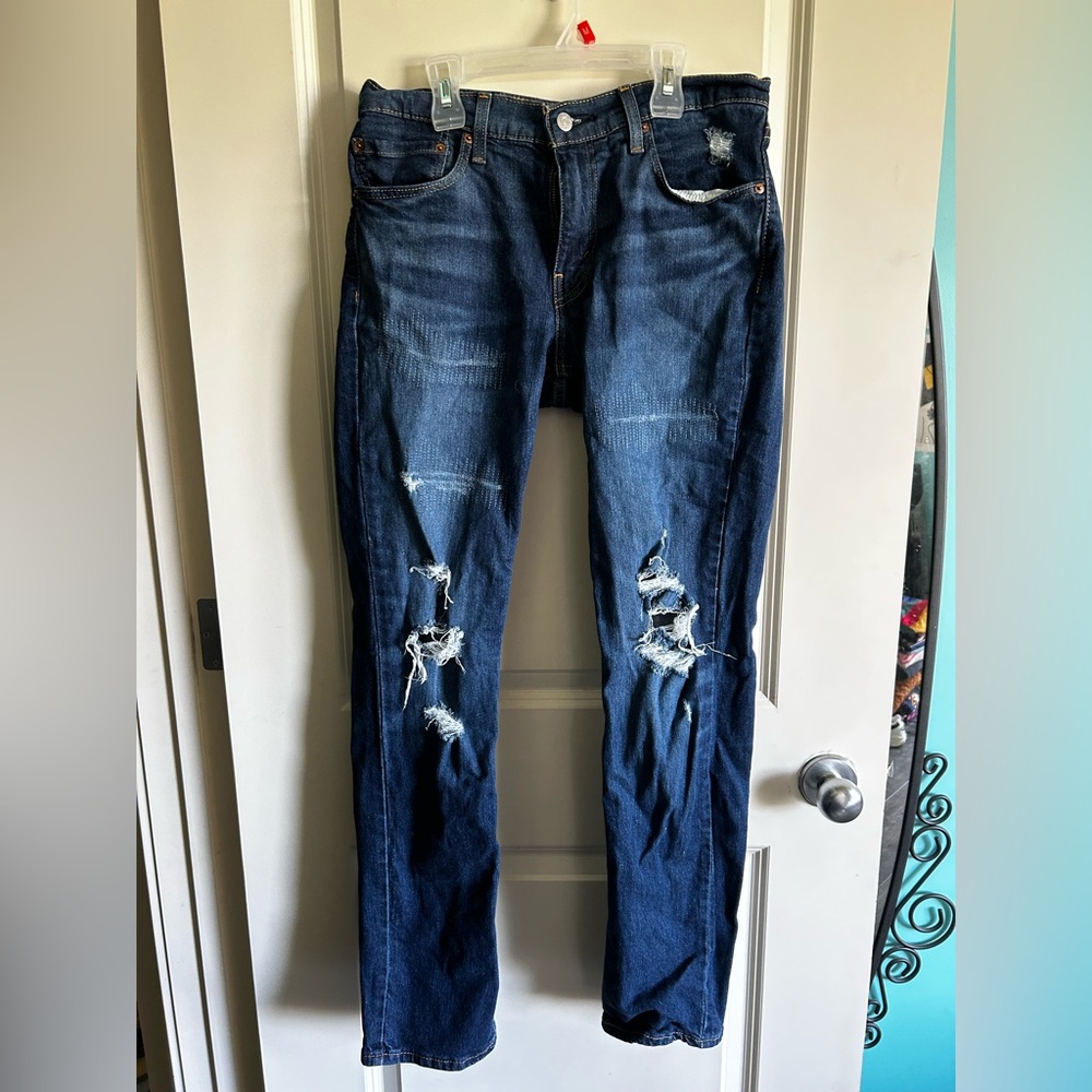 women’s levi’s 511 distressed blue skinny jeans